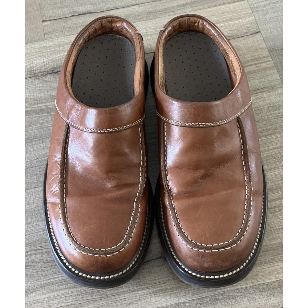 Johnston & Murphy Passport Open Heel Loafers Tan Mens 9.5 M Made in Italy